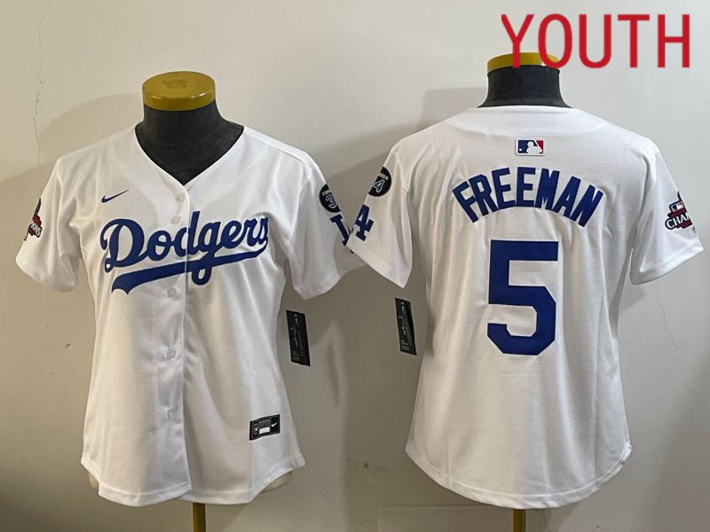 Youth Los Angeles Dodgers #5 Freeman White Game 2024 Nike MLB Jersey style 12094->youth mlb jersey->Youth Jersey
